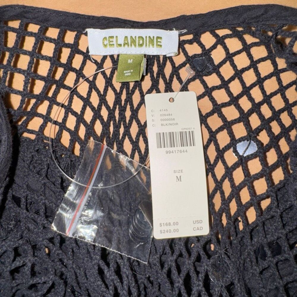 Celandine Black Sequin Fishnet Mini Dress Cover-Up Size M NWT Anthropologie - Picture 6 of 11